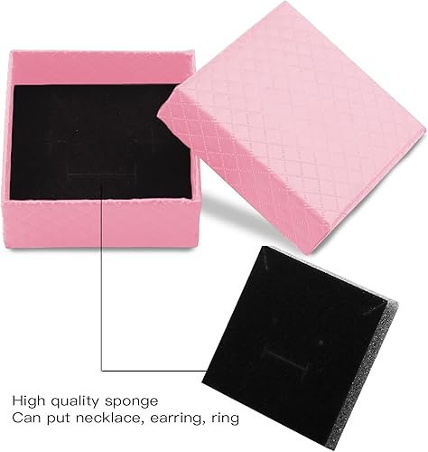 Miniatura 6 de Caja de regalo para collar y aretes, caja de regalo, 15 cajas de regalo cuadradas de cartón para joyas, caja de regalo de papel de cartón relleno de