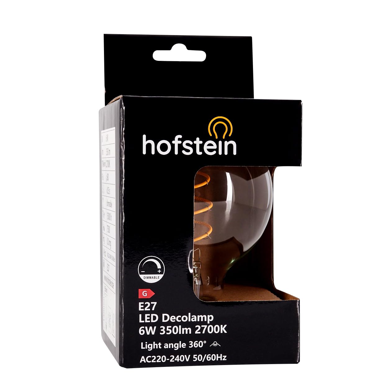 HOFSTEIN E27 LED Warmweiss Glühbirne 10er Set 6 Watt Vintage Kugel groß Leuchtmittel mit Filament Klar 2700 Kelvin 350 Lumen Dimmbar für Wohnraum Beleuchtung, G95