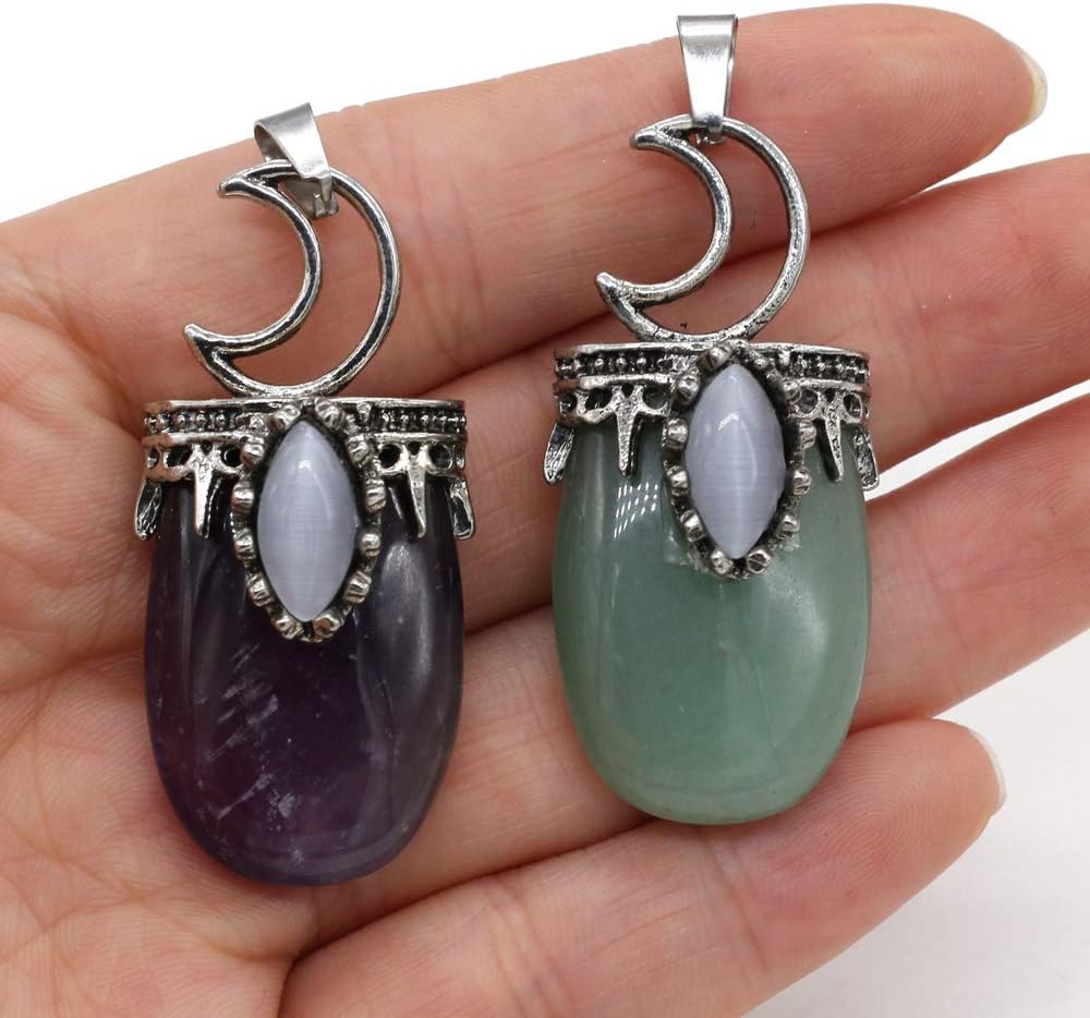 5Pcs Natural Stone Pendants, Crystal Quartz Pendant Charms Healing Reiki Gemstone Pendants for DIY Necklace Bracelet Jewelry Making Womens (Random Color) - Image 3