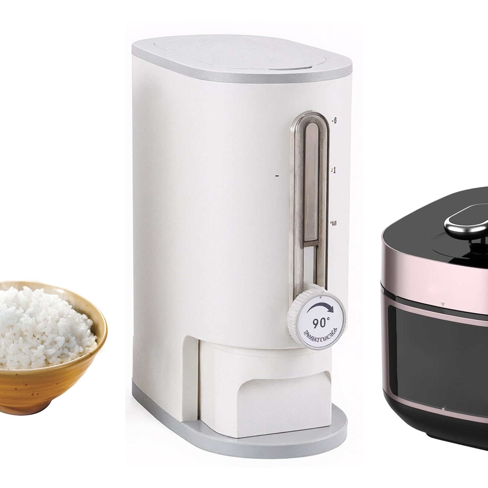 Distributore di Riso Contenitore Cereali Ermetico | Grandi Recipienti Conservazione Alimenti Cucina Dispensa Casa Famiglia Ristorante Cereali Prodotti Secchi Farina Soia