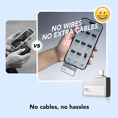 Miniatura 5 de Lexar SSD portátil Professional Go de 1 TB, compatible con Apple 4K 60fps ProRes, hasta 1050 MBs, USB 3.2 Gen 2, resistente, IP65, ultracompacto,