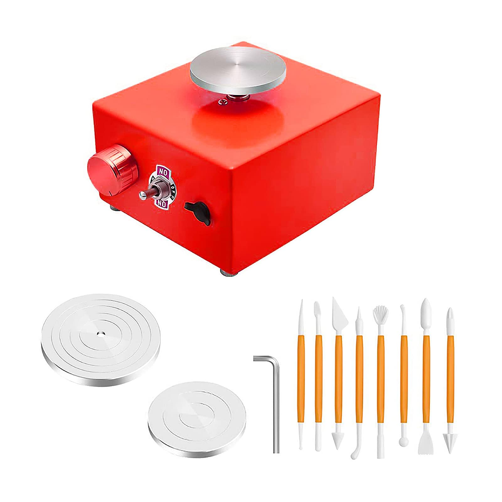 ZHEN HUAXIONG Mini Pottery Wheel 30W Ceramic Wheel Adjustable Speed Clay Machines Electric Sculpting Kits with 2 Turntables Trays and 9 pcs Tools for Art Craft Work Molding Gift and Home DIY