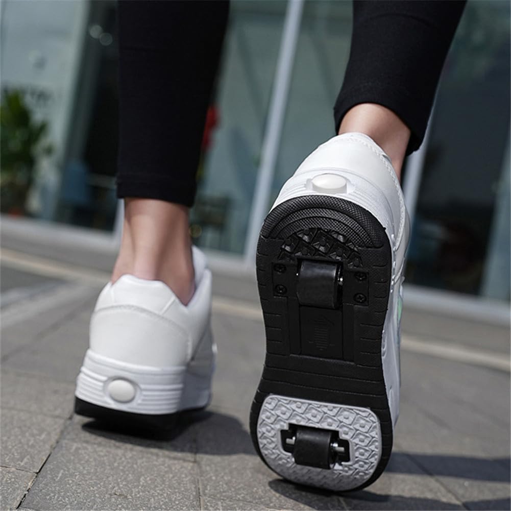 ENEN Scarpe con Rotelle Bambina, Outdoor Sportive Scarpe da Skateboard, 2 Ruote Skateboard Sneakers Multisport Scarpe da Ginnastica da Pattini per Ragazze e Ragazzi
