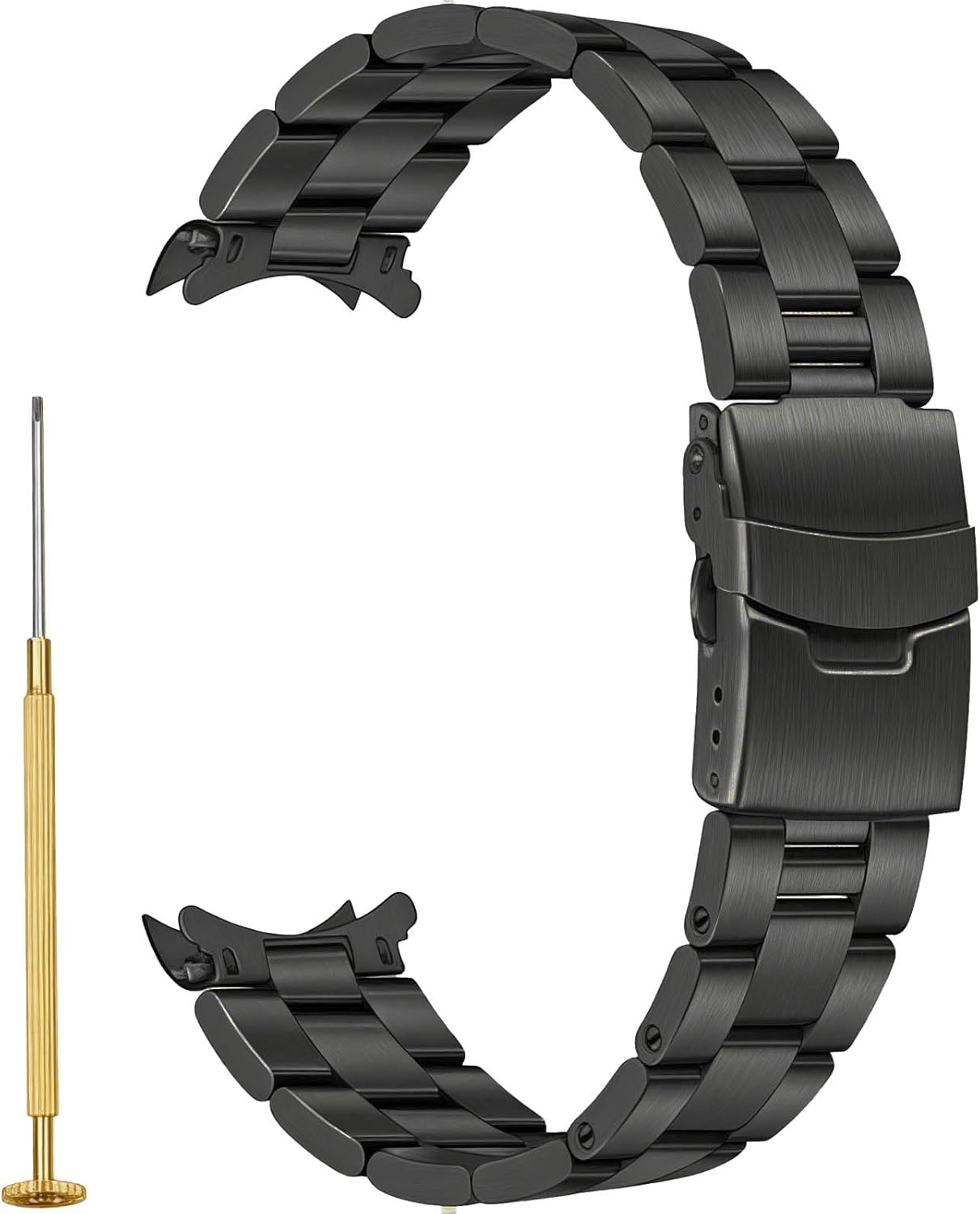 YISIWERA Stainless Steel Curved End Watch Band Replacement Double FlipLock Buckle Metal Watch Strap Bracelet for Men Women