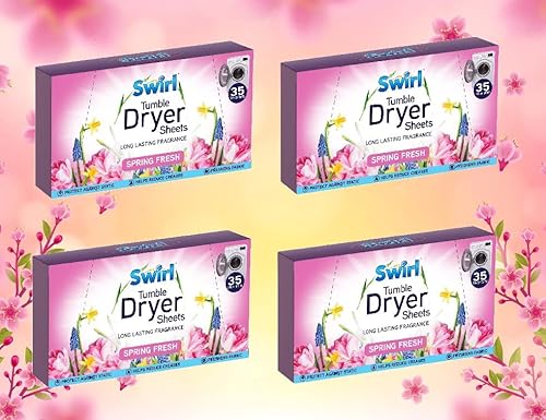4 x Spring Fresh Tumble Dryer Sheets Pack Of 35 Fabric Conditioner Laundry Aid Anti Static Sheets