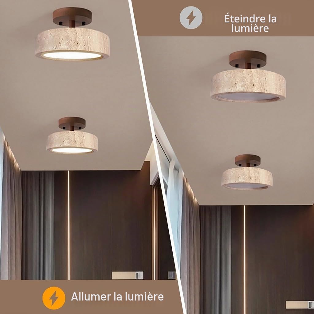 Lumière pendentive de style Wabi Sabi Lampe de plafond de couloir rétro Lampe de plafond en bois Lumière de plafond LED Lampe suspendue pour salons couloirs et salles à manger