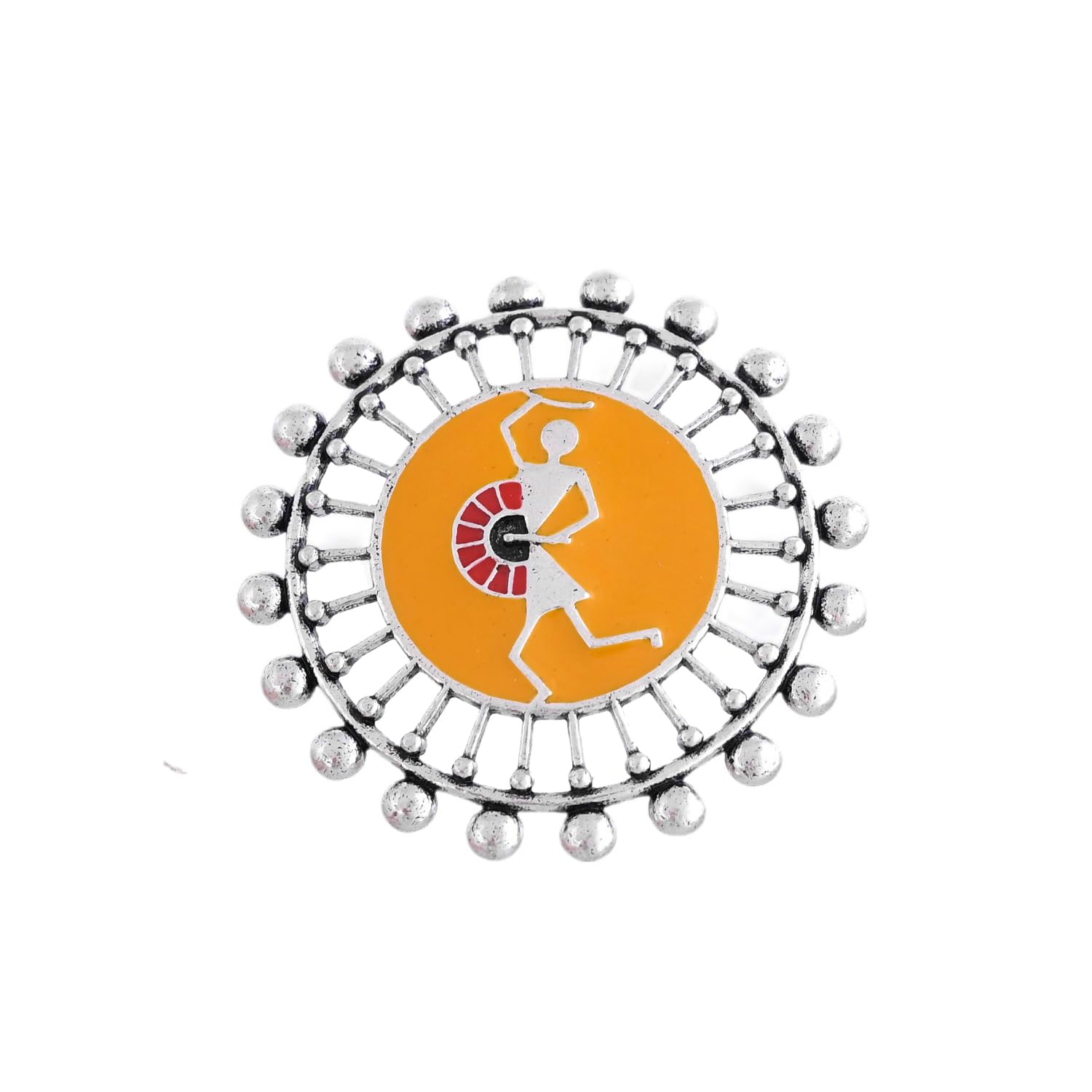 Warli Dholida Ring Statement Rings For Women|Enamel|Summer|Gift For Her|Oxidised|-image-19