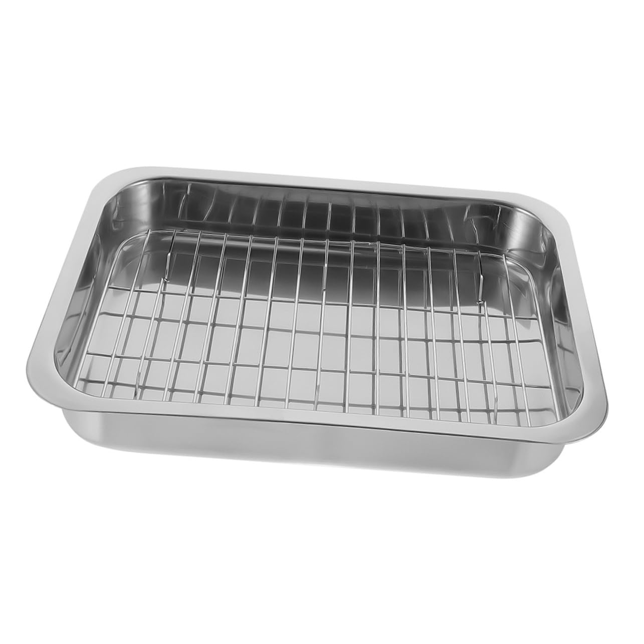 1 Set Plaque de Cuisson Rectangulaire en Acier Inoxydable avec Grille