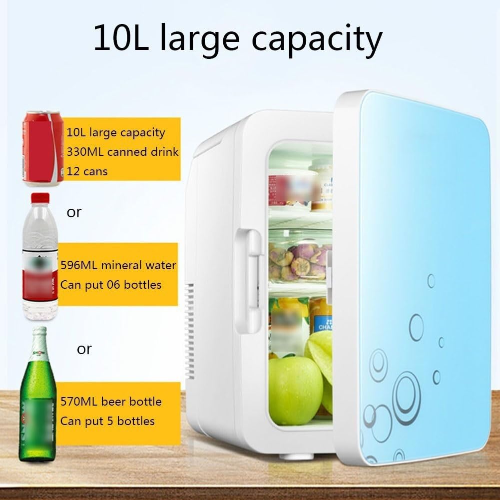 10L Mini Réfrigérateur pour Chambre sous Le Comptoir Réfrigérateur Congélateur Chauffe-Aliments Refroidisseur De Boissons Réfrigérateur Portable Compact pour Petit Bureau, Maison, Voiture AC + DC (Co