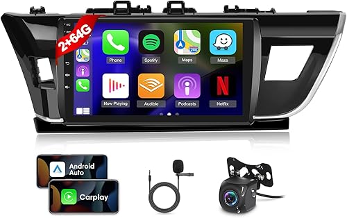 Radio de coche para Toyota Corolla 2013 2014 2015 2016 con Apple Carplay inalámbrico y Android Auto, Android 10.1 pulgadas unidad principal con WiFi
