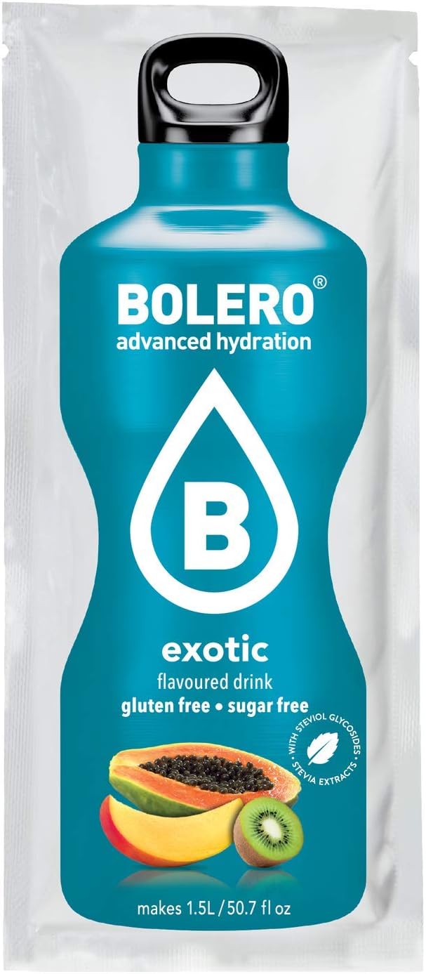 Bolero- Sugar Free Drink Mix Packets Exotic Fruit Flavors | Powdered Flavored Water Packets | 12 Large Sachet On The Go Packets