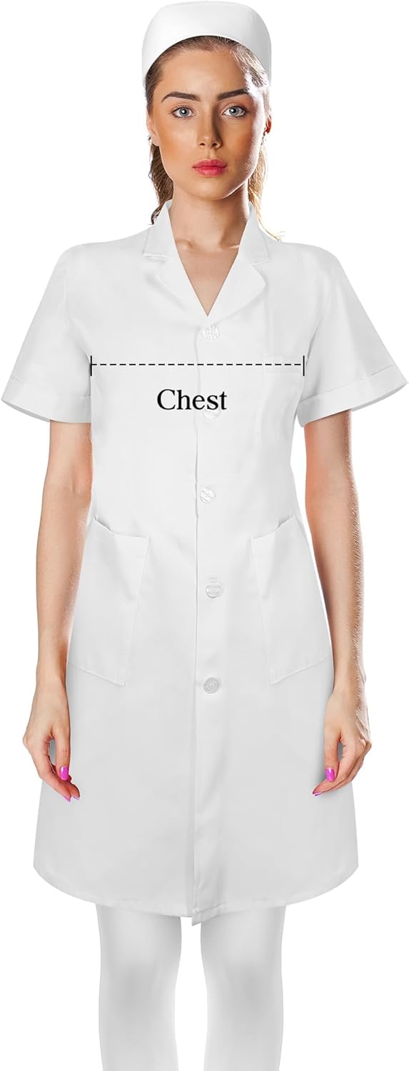 Hercicy Nurse Dress Costume Set for Women White Short Sleeve Medical Lab Coat Nurse Cap Footed Pantyhose Halloween Cosplay - Image 5