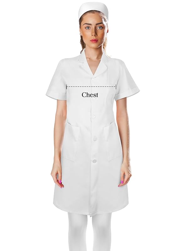 Hercicy Nurse Dress Costume Set for Women White Short Sleeve Medical Lab Coat Nurse Cap Footed Pantyhose Halloween Cosplay(Classic Style,S) by Hercicy - Image 9