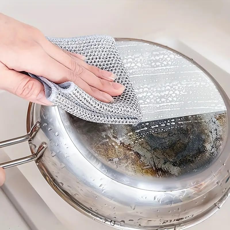 5 PCS Cleaning Sponges Multipurpose Wire Miracle Cleaning Cloths Wire Dishwashing Rags for Non-Stick Cookware, Kitchen, Sinks, Scrubs and Cleans for Dishes Easy Rinsing
