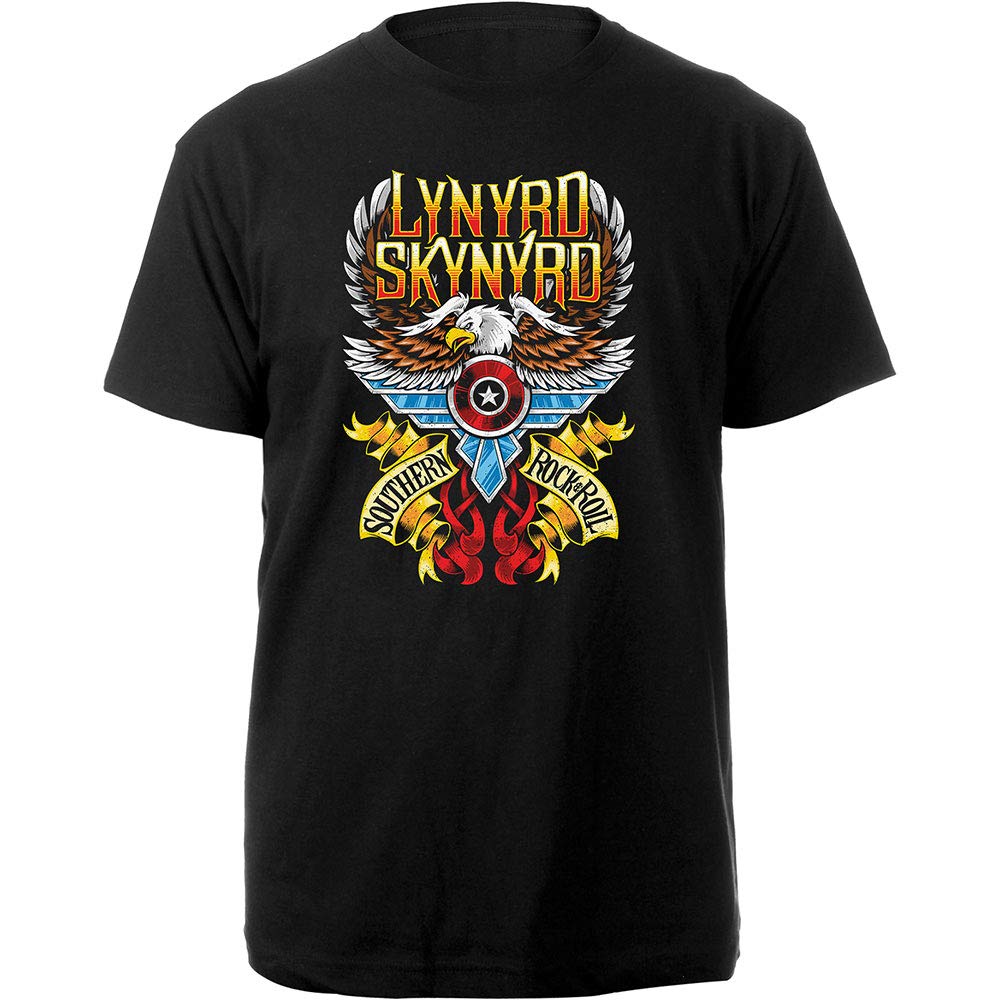 Rock Off Officially Licensed Products Men's Black Lynyrd Skynyrd Southern Rock & Roll Official Tee T-Shirt Unisex (Large)