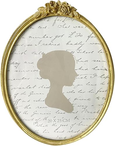 Sunlit Marco de fotos vintage de 8 x 10 pulgadas, marcos de fotos ovalados antiguos con parte frontal de cristal, pantalla de fotos de lujo, colgar