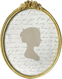 Sunlit Vintage Picture Frame 8x10 Inch, Oval Antique Photo Frames with Glass Front, Luxury Photo Display, Tabletop Wall Hanging, Gift Ideas, Golden Rose