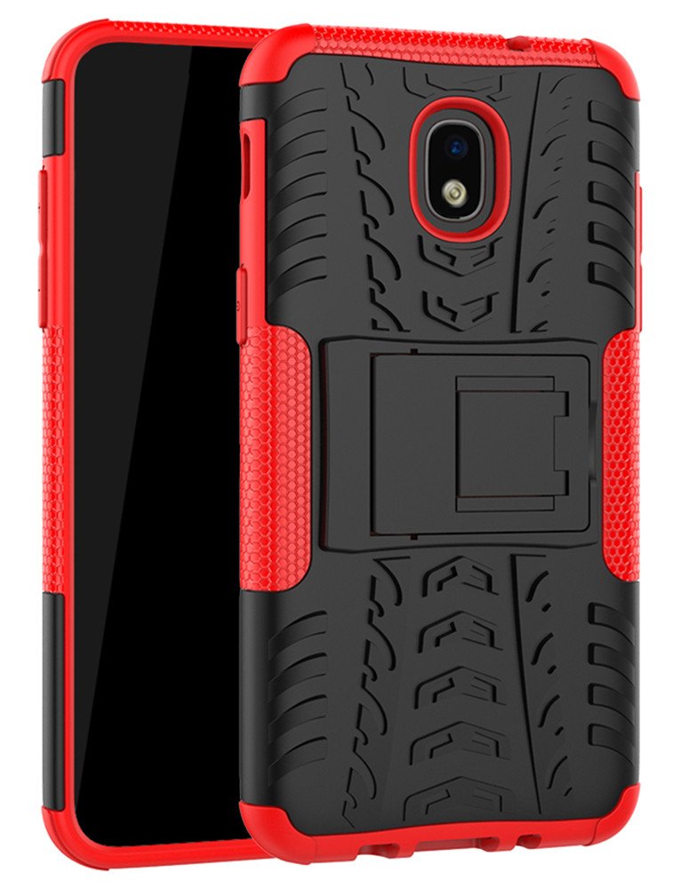 Yiakeng Galaxy J7 Refine Case - Shockproof Protective with Kickstand for Samsung J737V, J737T (Red)