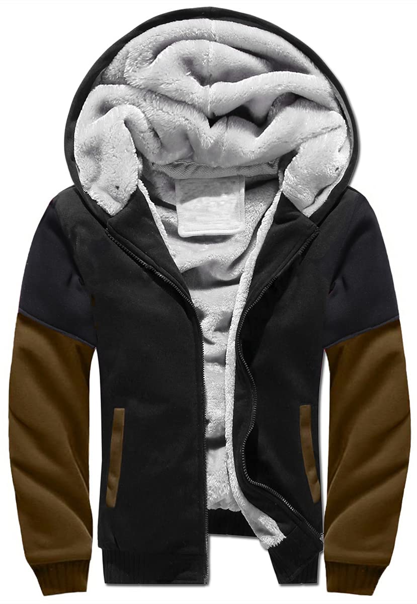 LEZUAN Felpa con Cappuccio Uomo Inverno Caldo Hoodie con Cerniera Integrale Felpe Uomo Manica Lunga Pullover Giacca di Spessore Cappotto in Pile Foderato