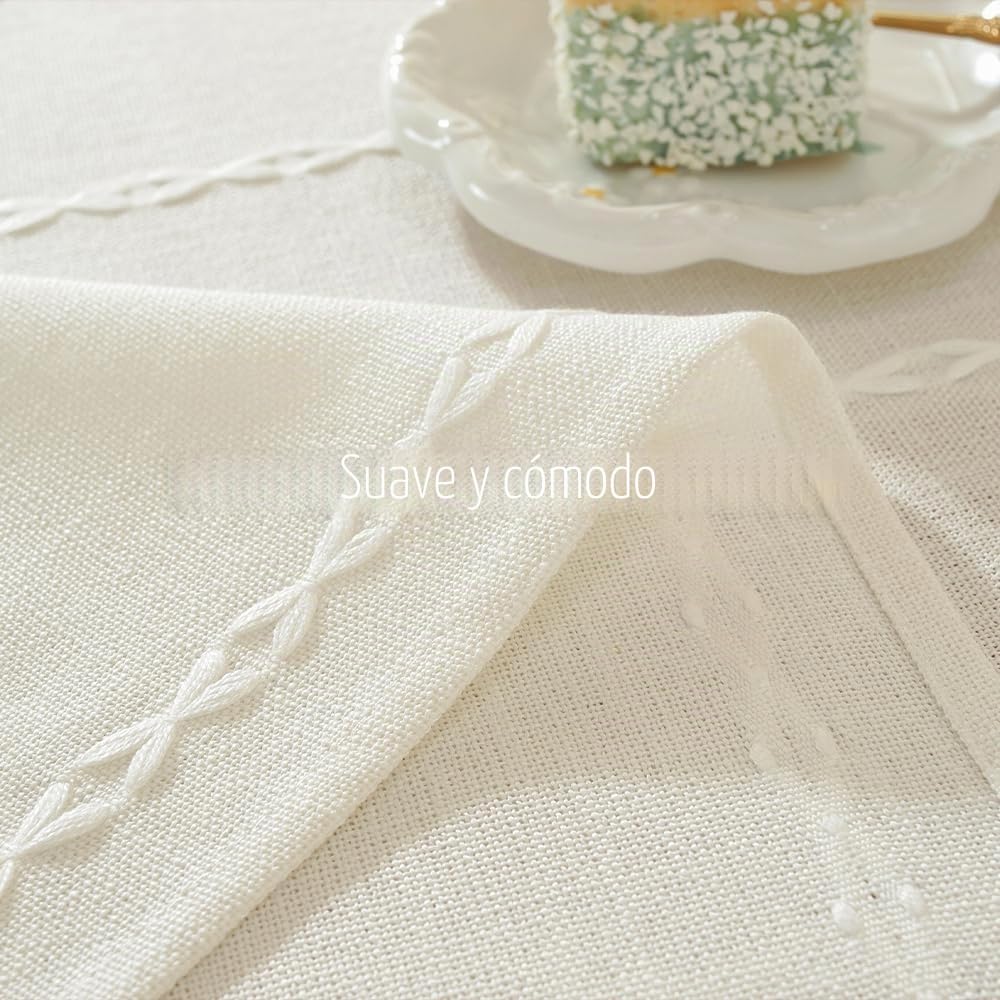 Mantel Mesa Rectangular 300 x 135 cm, Manteles de Lino de Algodón Duradero Mantel Blanco Navidad, Halloween, Cocina, Cumpleaños, Festivos