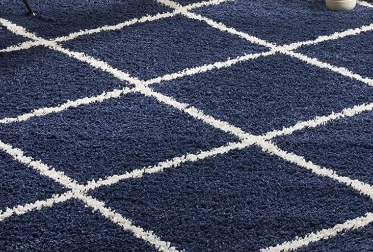 Image of Polyester Fluffy Fur Rugs & Modern Shaggy Floor Carpets for Living Room,Sofa Area,Hall,Kids Room,Guest Room | Elegent Bedside Runners for Besdroom(5X8 Feet Blue Box)