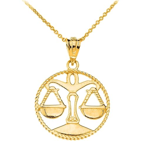 Astrology Jewelry 14k Gold Round Zodiac Sign Horoscope Constellation Rope-Style Pendant Necklace