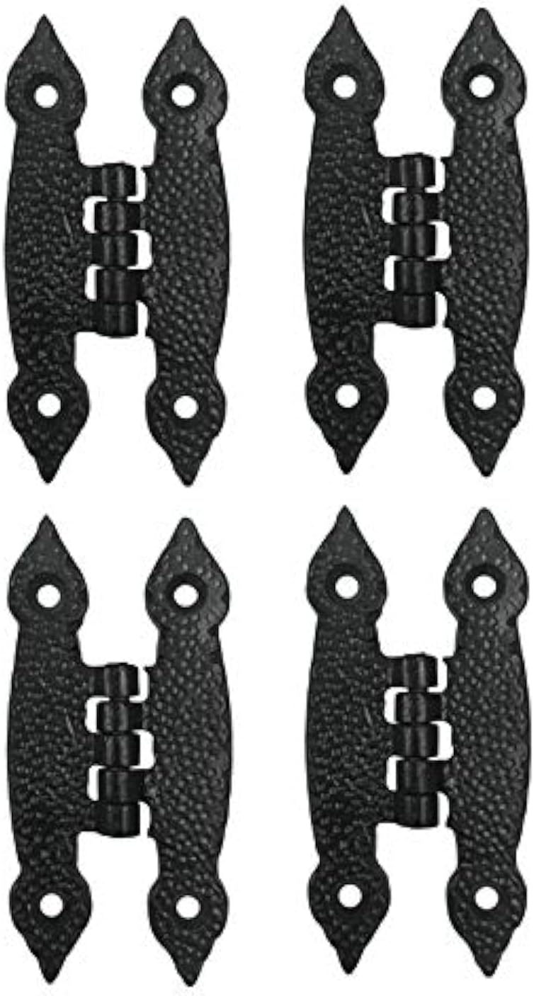 Adonai Hardware Abib Antique Iron H Cabinet Hinges (4 Pack, Rust Living Finish) for Vintage Barn Doors, Cupboards, Kitchen Wardrobes, Wooden Jewelry Box, Sheds, Furniture, Treasure Chest and Trunks