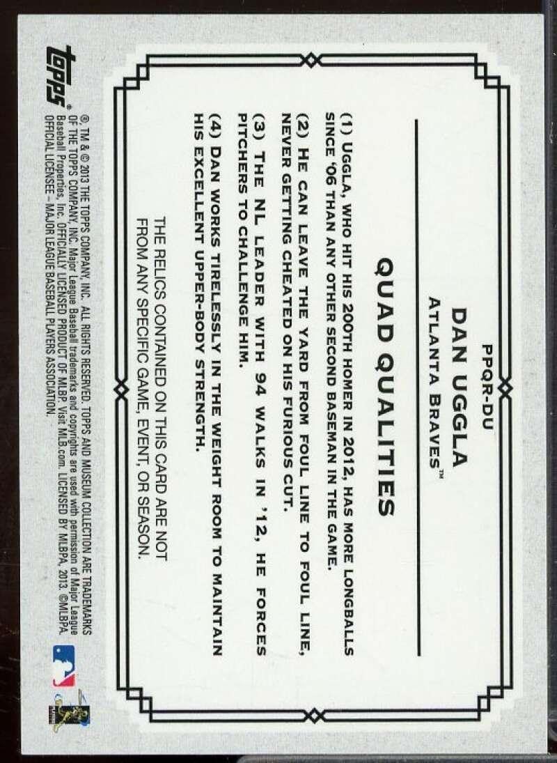 Dan Uggla Card 2013 Topps Museum Collection Primary Pieces Quad Patch #DU - Slabbed Baseball Cards