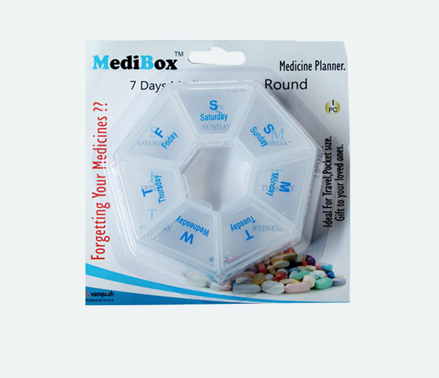 MediBox Round 7 Days Pill Organizer Box with Snap lids To Take Medicines on Time. Moisture Proof, Ideal for Traveling and Gifting to Elders Pack of 1-image-39