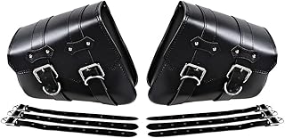 Compatible with Harley Sportster XL883 XL1200 Black PU Leather Solo Swing Arm Saddlebag (Left & Right)