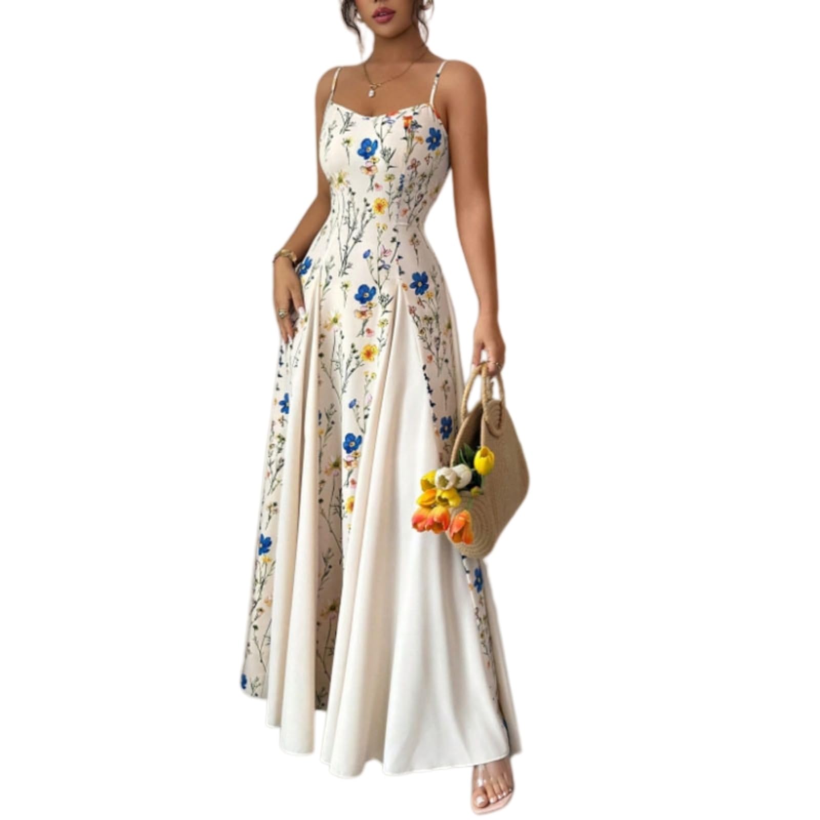 Vestido largo de verano con estampado elegante para lucir en tus vacaciones de playa inolvidables