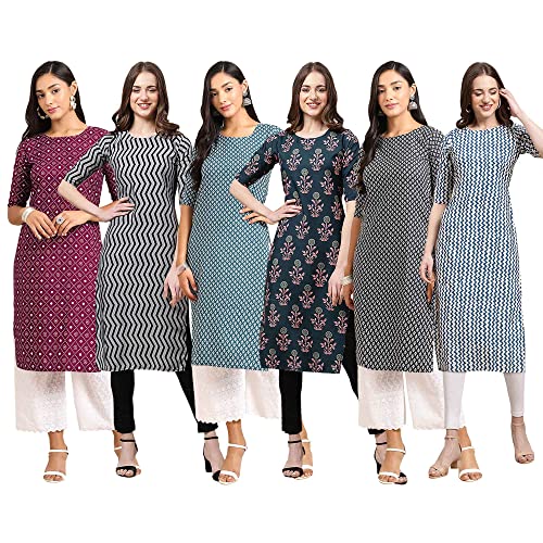 Image of Pinkmint Women's Crepe Digital Print Straight Kurta