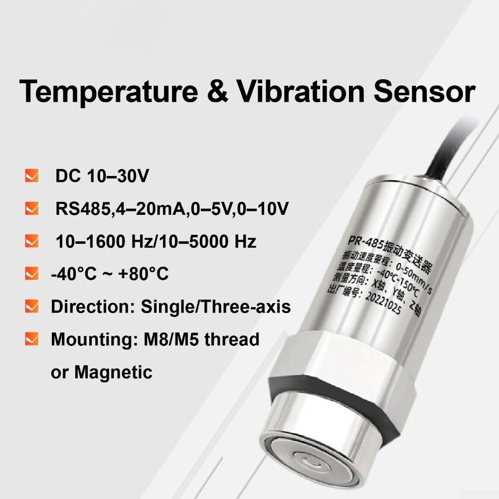 Sensor de temperatura de vibración inalámbrico IP67 de acero inoxidable (B)