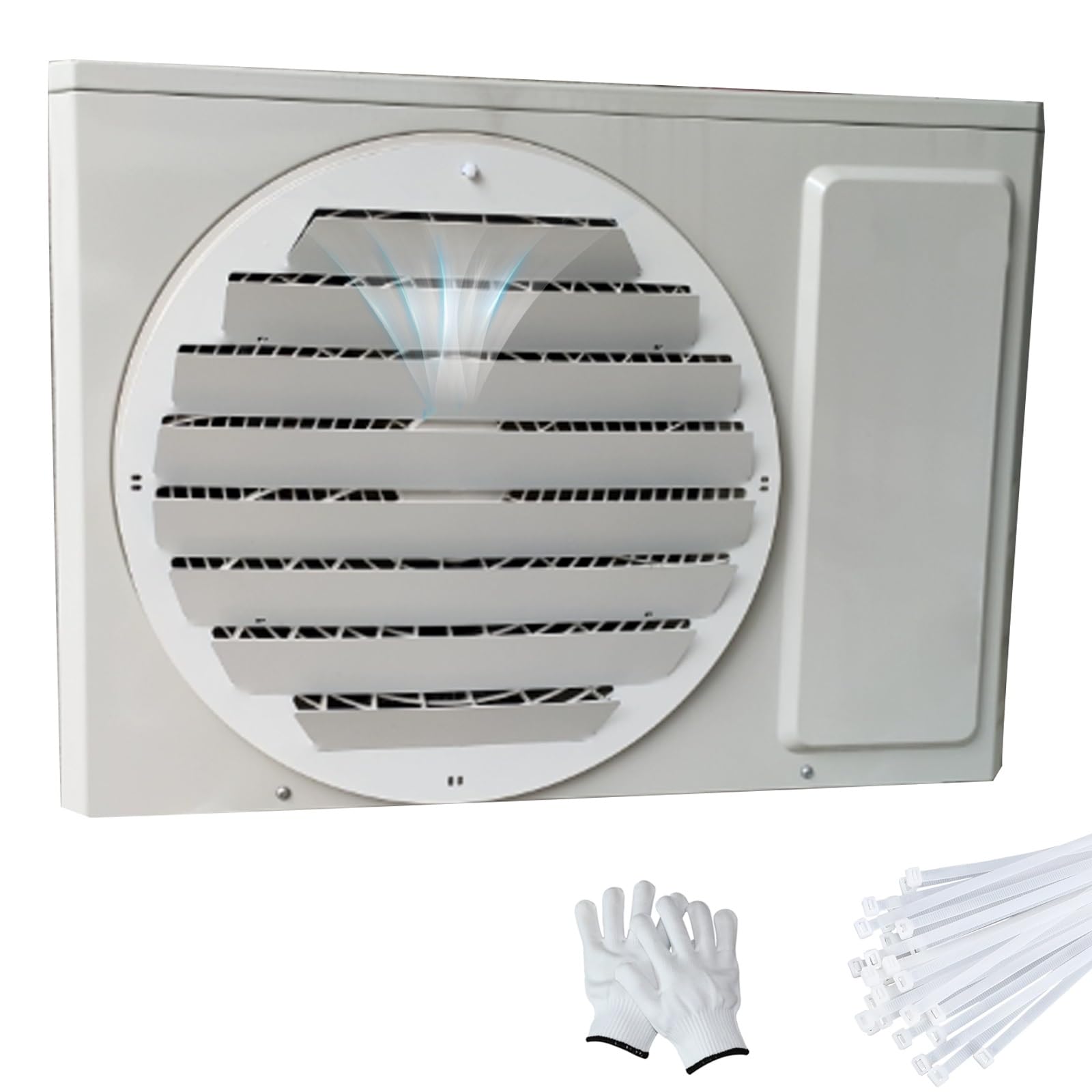 QYMYOZ External Air Conditioner Cover, Galvanized Steel Round Grill, Adjustable Airflow Direction for Home, 1mm Thick (17x17in / 43x43cm) - Weatherproof & Durable