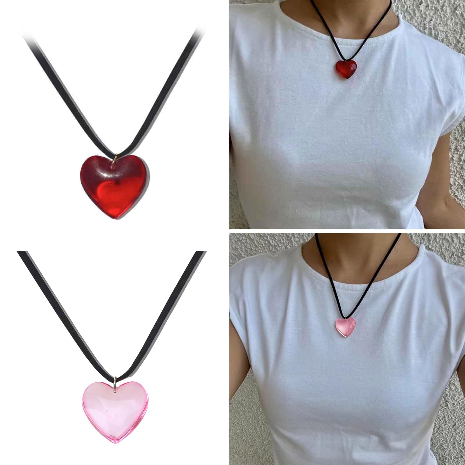 Collane con ciondolo a forma di cuore in resina Collane con ciondolo a forma di cuore da donna collane da donna gioielli gioielli