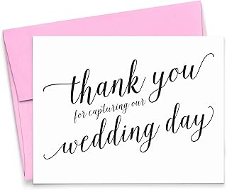 Modern Pink Paper Thank You for Capturing Our Wedding, Wedding Card to Your Photographer, Videographer, 1 Greeting Card with envelopes - Your Choice