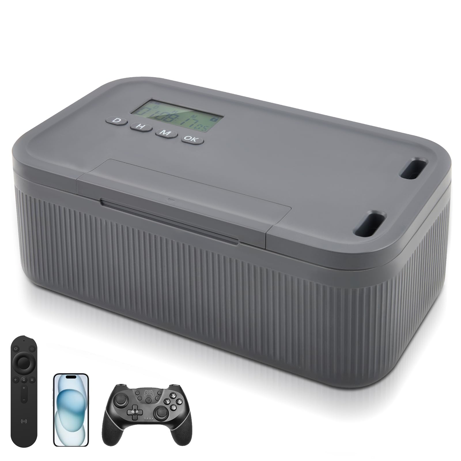 Caja fuerte con temporizador, Caja bloqueable para móviles, alcohol u otras tentaciones no deseadas, Caja de seguridad de autocontrol, Cárcel para móviles para el trabajo (Azul y gris)