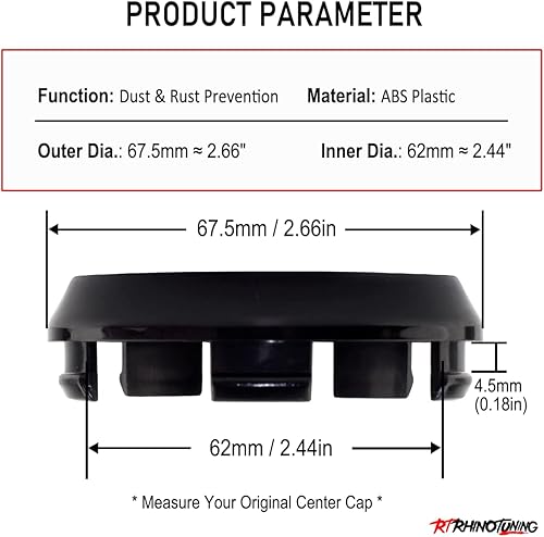 Miniatura 9 de RTrhinoTuning 4 tapas centrales de rueda de 2.657 in compatibles con Leggera-HLT PCD 5-100, 108, 114.3, 120 Griodiolusbright, Racing leggera 8.5x19,