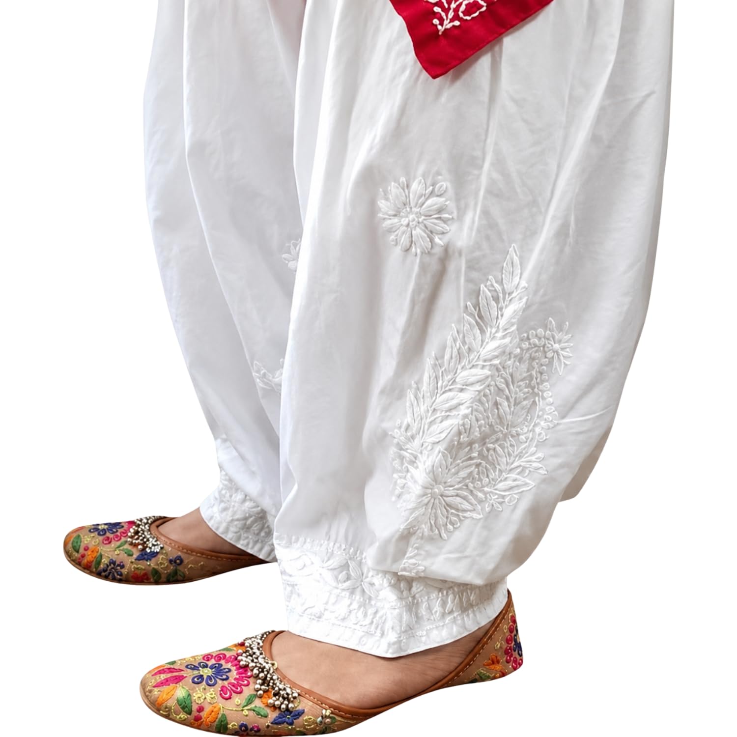 Women's Pure Cotton Lucknowi Hand Chikankari Salwar for Kurti | Ethnic Bottom Wear | Adjustable Waist | Plus Size Free Size Fits Up to 7XL | Comfortable Daily-picture-25