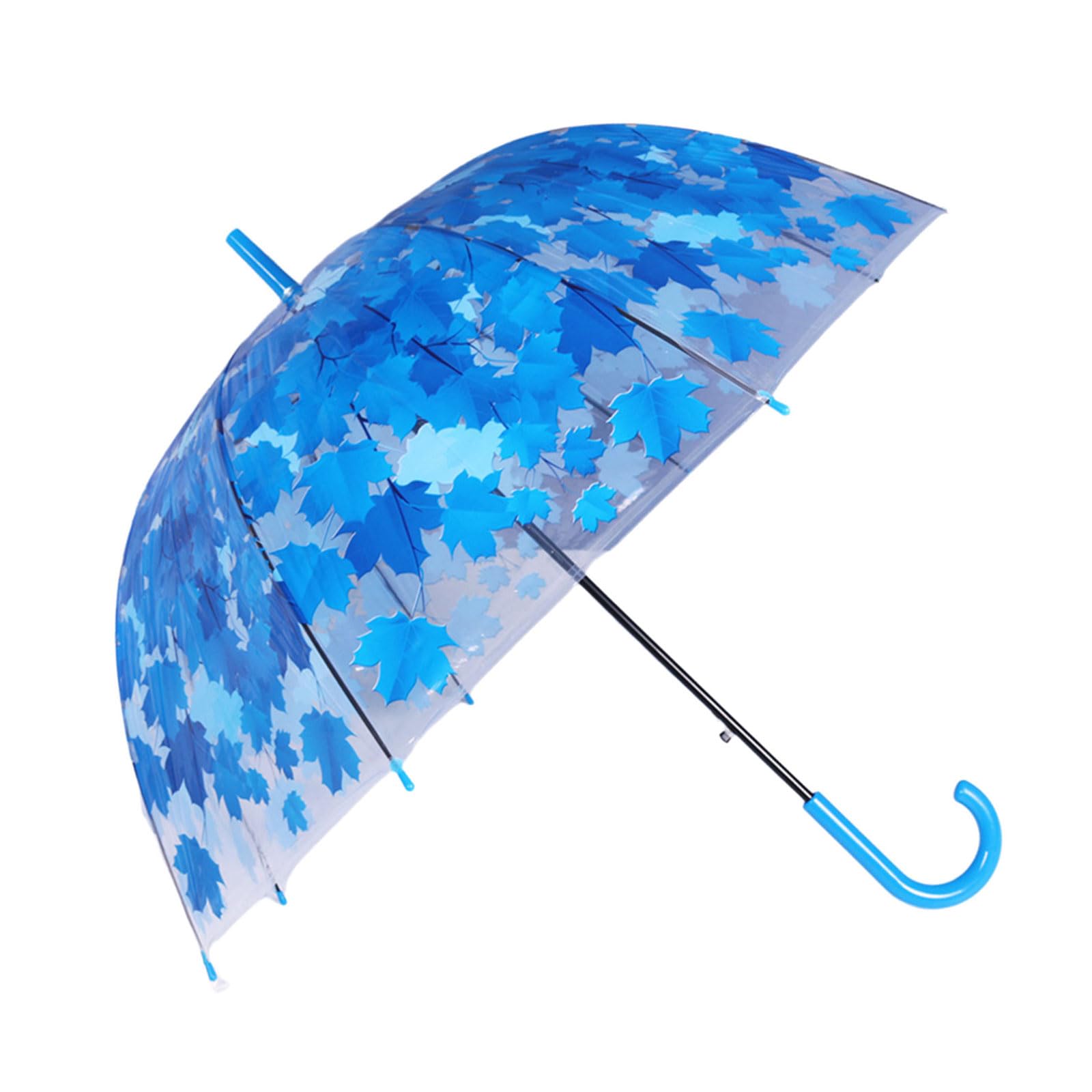 Elnwnnkc Automatic Clear Umbrella Dome with See Through Dome Canopy Rain Umbrellas Birdcage Easy to Grip Handle for Kid Automatic Umbrella