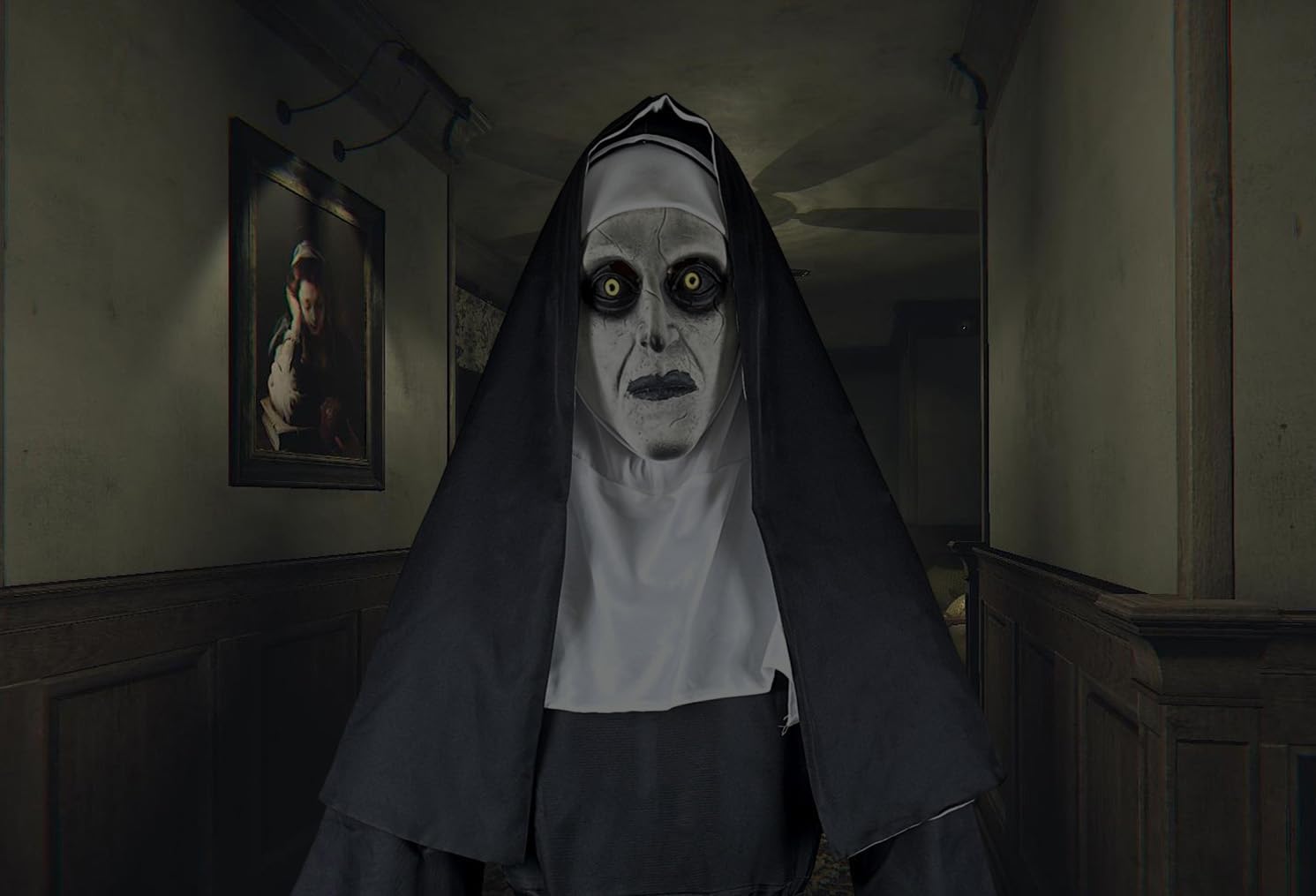 The Nun Mask, Full Head Nun Costume Mask for halloween Party props (Mask-A)