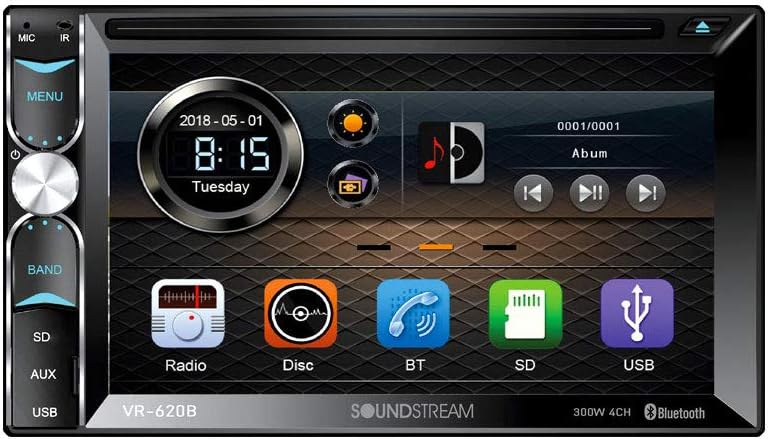 Close-up of the Soundstream VR620B main unit front panel.