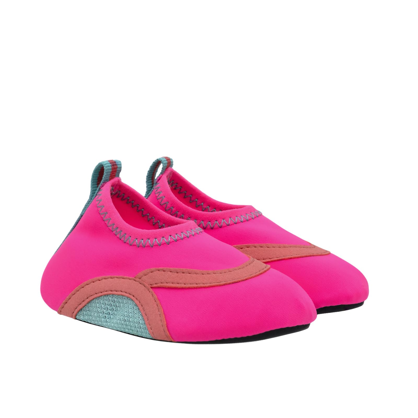 Robeez Kids Aqua Shoes Boys & Girls Slip Resistant Neoprene Water Shoes for Summer, Beach, Pool,Scuba Bright Pink Spandex,12 Months-18 Months