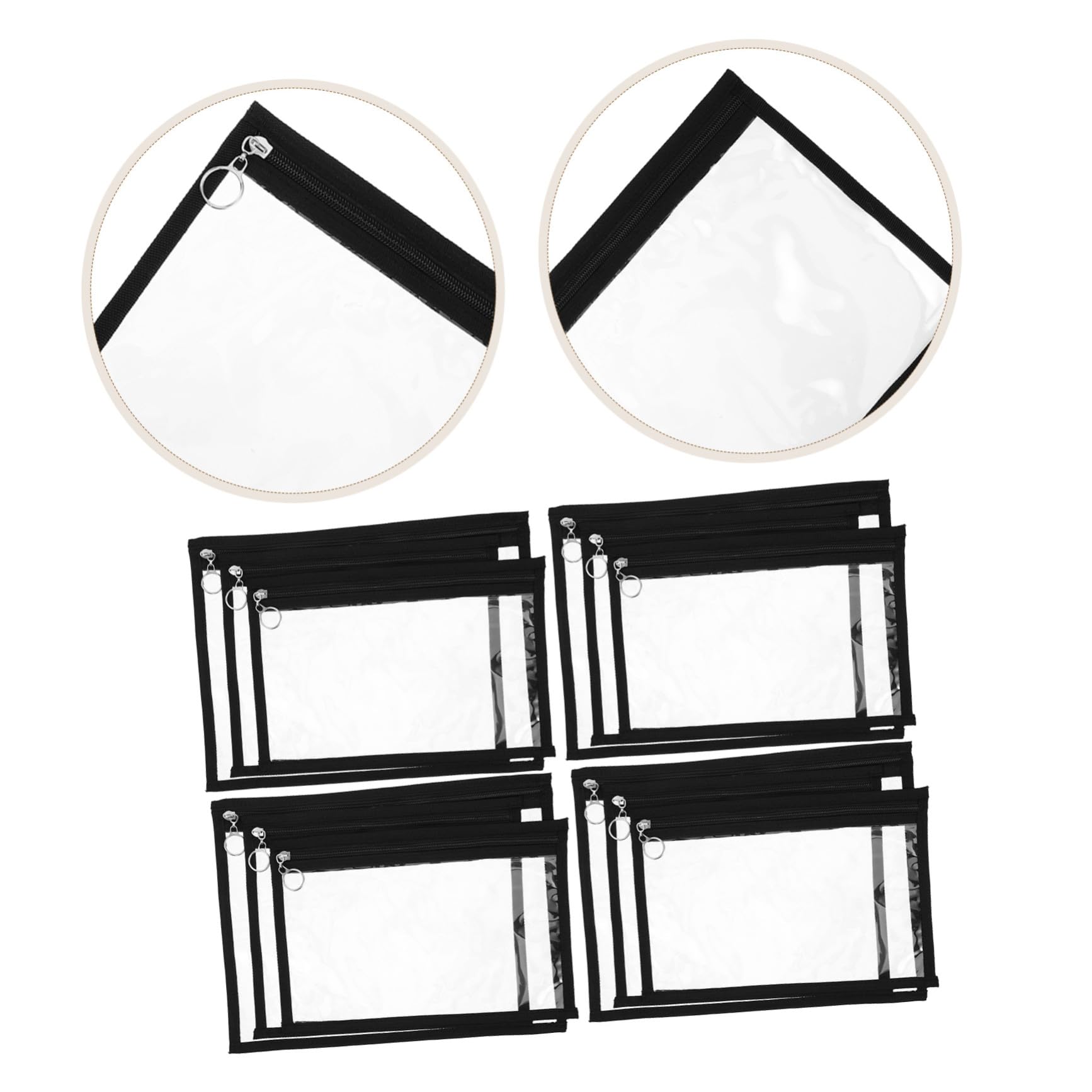 NUOBESTY 12 Pezzi Sacchetti Trasparenti in Pvc Chiusura a Cerniera Impermeabili per Ufficio e Attività All'aperto, Organizer per Documenti e Accessori Zip Sicura