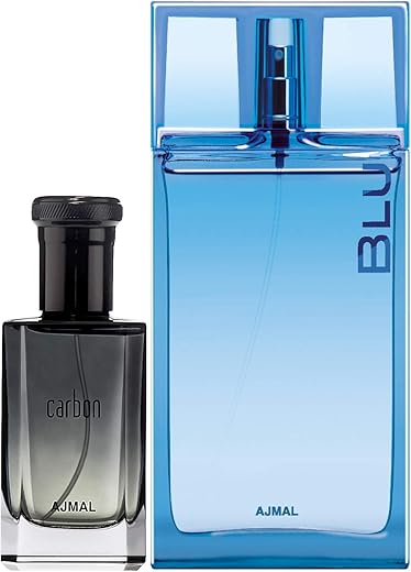 Ajmal Carbon EDP Citrus Spicy Perfume 100ml for Men and Blu EDP Aquatic Woody Perfume 90ml for Men
