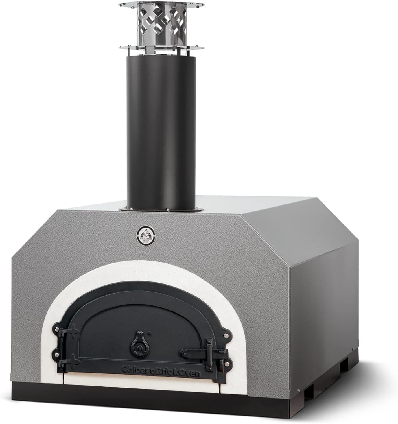 Chicago Brick Oven Wood-Burning Outdoor Pizza Oven, CBO-750 Countertop Oven with Silver Vein Hood
