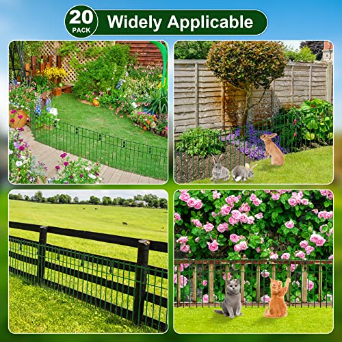 20 Pack Animal Barrier Fences, No Dig Fence Decorative Fence Rustproof Metal Wire Garden Fence Border For Dog Rabbits Ground Stakes Defence Yard Landscape Patio T Shape 17 Inch(H) X 30Ft(L) #TOP5