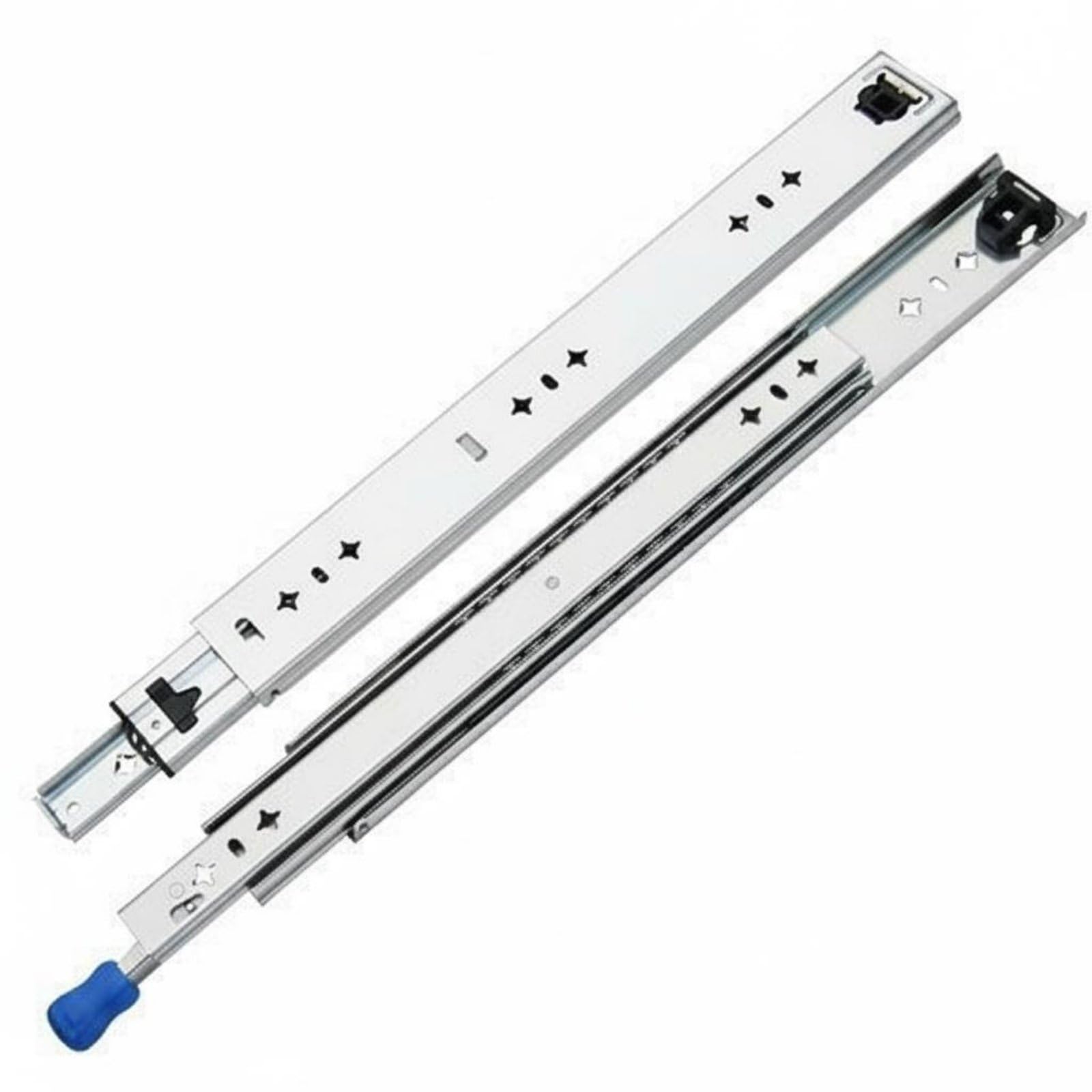 Guía Telescópica para Cajón Riel Metálico con Rodillo Interior Sección Triple sin Ruido Recomendada para Oficinas Casas Armarios Industriales, 40CM, size to 8