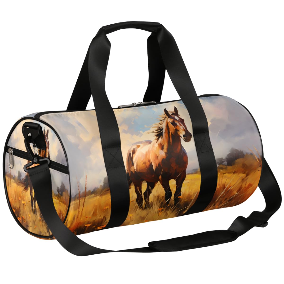 Mexpekil Seesack mit Schuhfach, wasserdicht, schöne weiße Pferde-Blume, Reiserucksack für Fitness, Fitnessstudio, Wochenendausflüge, Schöne weiße Pferdeblume