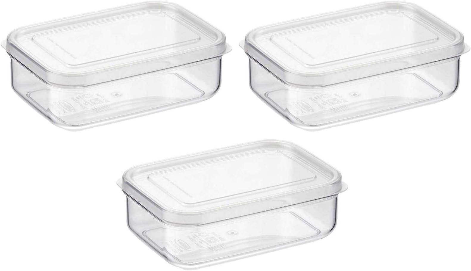 Micro Clear Food Storage Container Set of 3 with Lid, BPA Free Shatterproof Canister, Dishwasher Microwave Safe, Fridge Pantry Refrigerator Organizer, Made in Japan (21 oz)